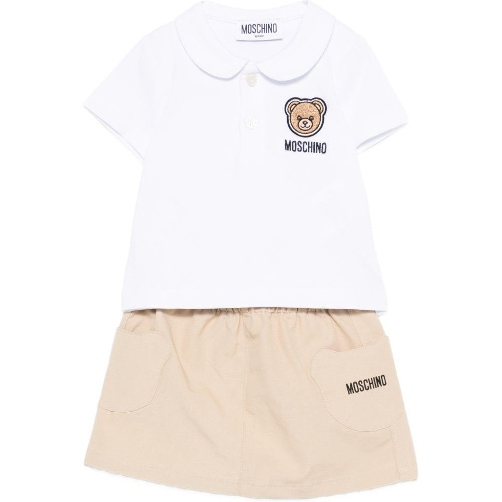 Set t-shirt e gonna per neonata Moschino Kids multicolore con ricamo Teddy MDG01LLLA14 20829 MOSCHINO KIDS