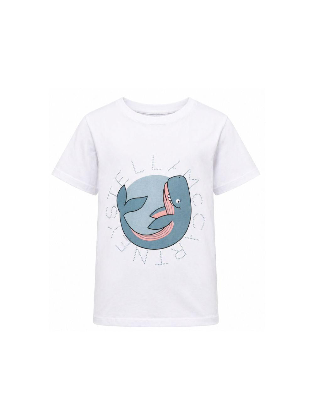 T-shirt per bambino Stella McCartney Kids bianca con stampa balena TY8Q61 Z0434 100 STELLA McCARTNEY KIDS