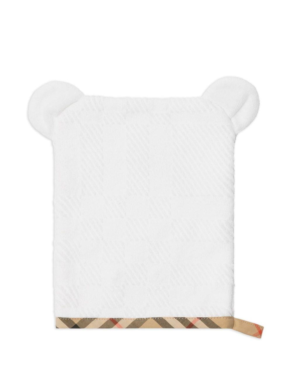 Set guanto e asciugamano per neonati Burberry Kids bianco con motivo vintage check 8117960 A1464 BURBERRY KIDS