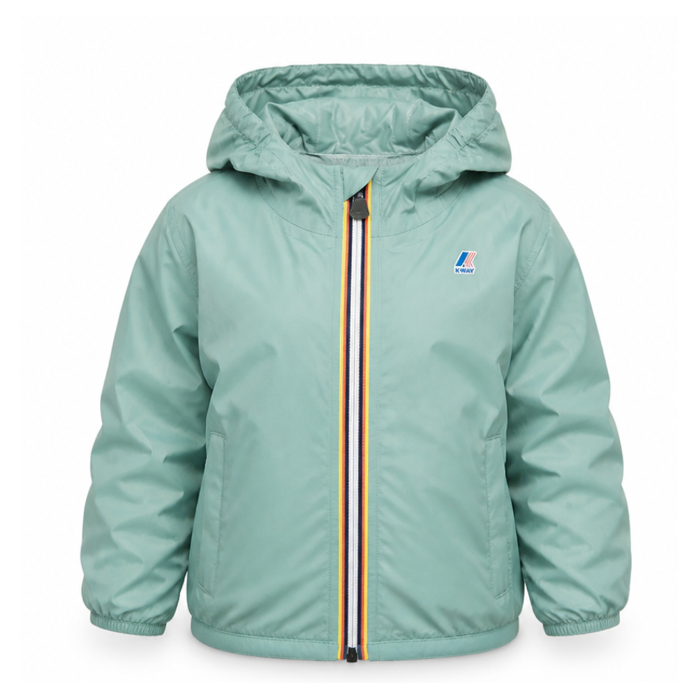 Giubbino per bambino K-Way Kids verde con cerniera K61336W WIC K-WAY KIDS