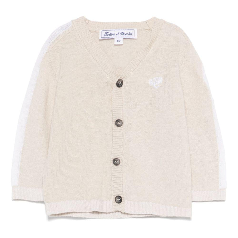 Cardigan per neonato Tartine Et Chocolat beige con ricamo e bordo a contrasto CA18051 17 TArtine & Chocolat