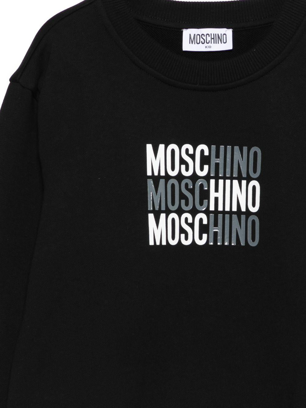 Felpa per bambini Moschino Kids nera con logo sul davanti HRF078LCA32 60100 MOSCHINO KIDS