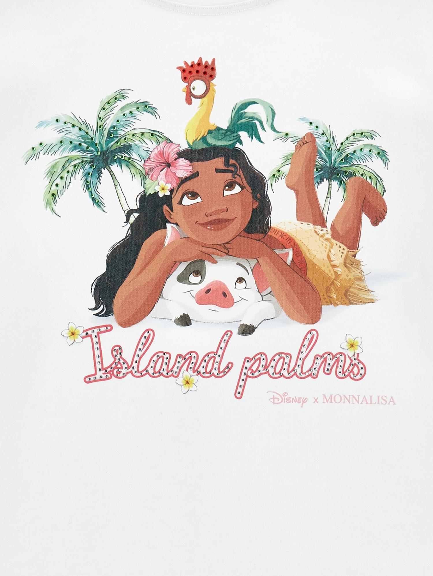 T-shirt per bambina Monnalisa x Disney bianca con stampa grafica Oceania 19H630 8004 0099 MONNALISA KIDS
