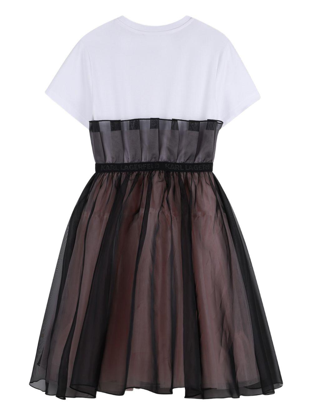 Abito per bambina Karl Lagerfeld Kids bianco e nero con gonna a strati Z31140 N54 KARL LAGERFELD KIDS