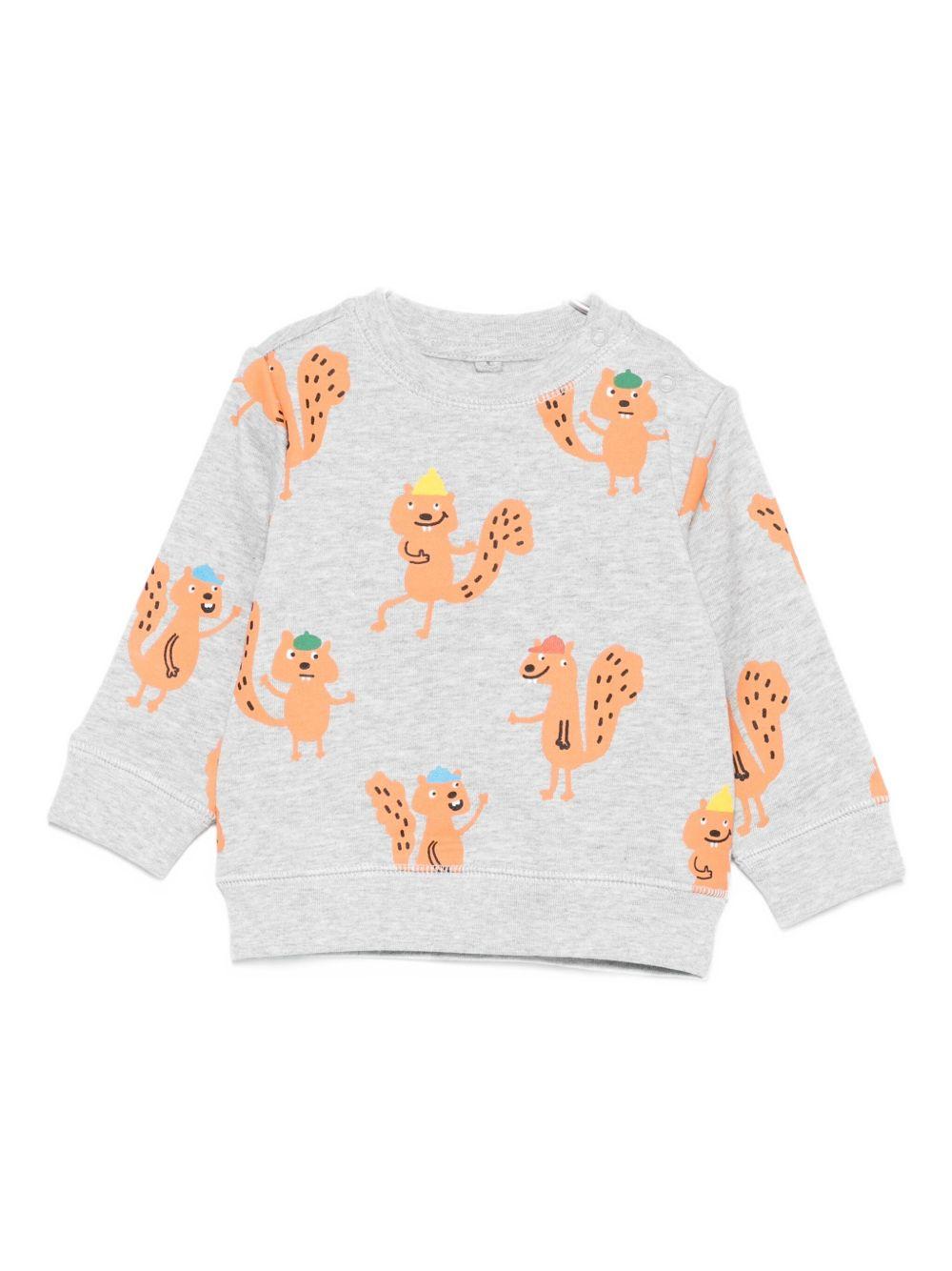Felpa per neonato Stella McCartney Kids grigio con stampa scoiattoli TX4590 Z3199 807MC STELLA McCARTNEY KIDS