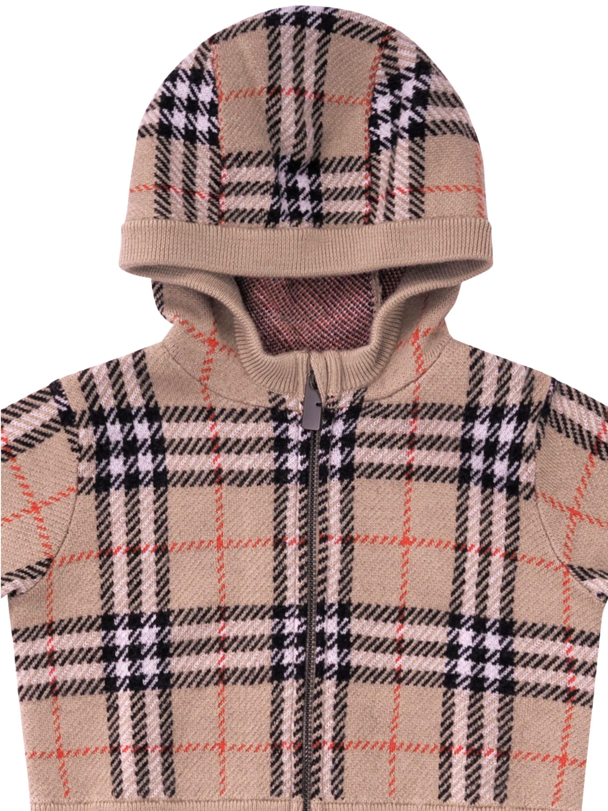 Felpa per neonato Burberry Kids beige con caratteristico motivo Vintage Check 8121171 B9368 BURBERRY KIDS
