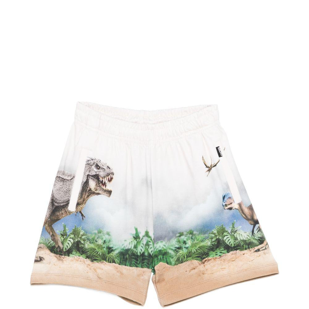 Shorts per bambino Molo bianco con stampa grafica dinosauri 1S26H205 9900 MOLO KIDS