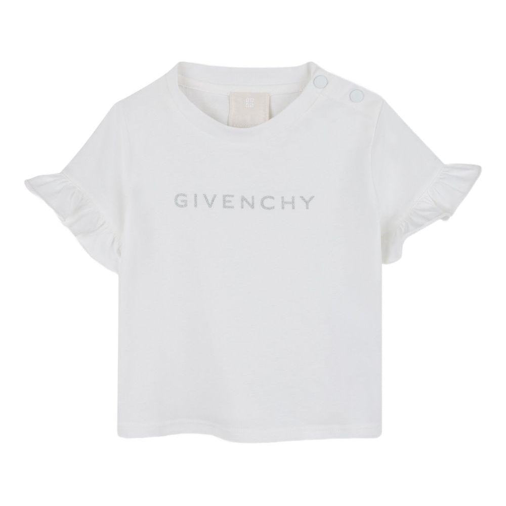 T-shirt per neonata Givenchy Kids bianco con maniche increspate H30903 117 GIVENCHY KIDS