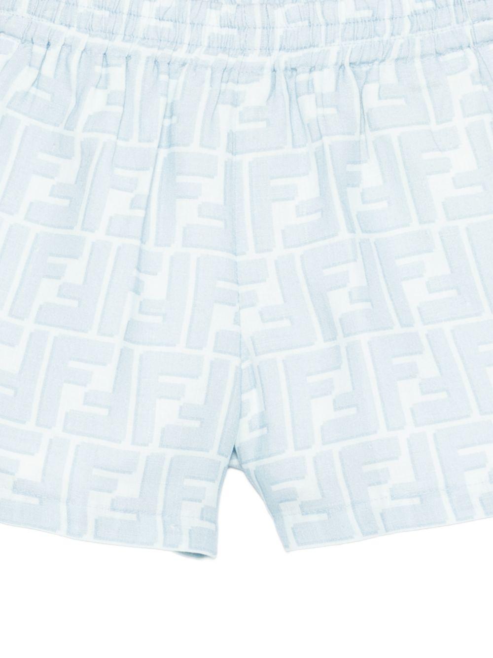 Shorts per neonato Fendi Kids azzurri con logo FF jacquard BMF278 AY8C F0EX7 FENDI KIDS