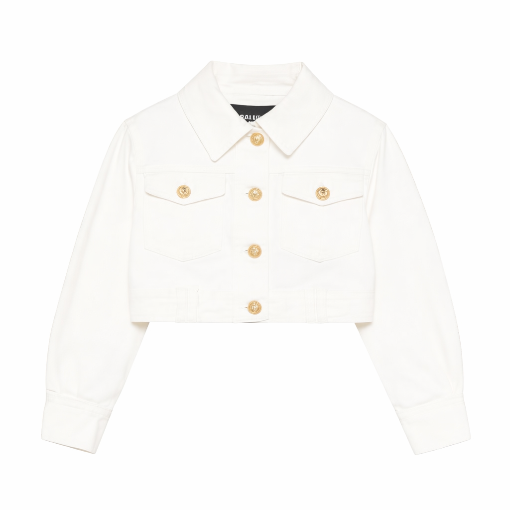 Giubbino per bambina Balmain Kids bianco con bottoni dorati BY2A07 Z3702 100 BALMAIN KIDS