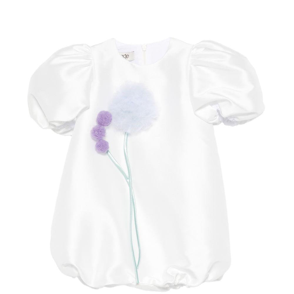 Pagliaccetto per bambina Alapage bianco con maniche a sbuffo AL71B BIANCO A'LAPAGE KIDS