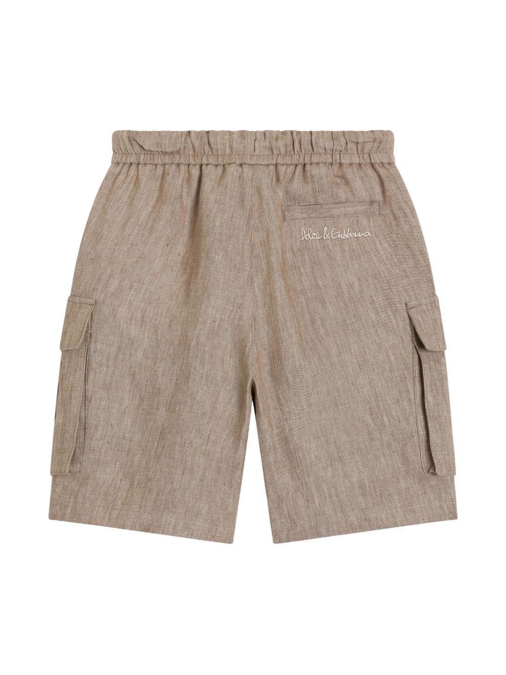 Shorts per bambino Dolce & Gabbana Kids beige con vita elasticizzata L43Q64 FU4L0 S8230 DOLCE & GABBANA KIDS