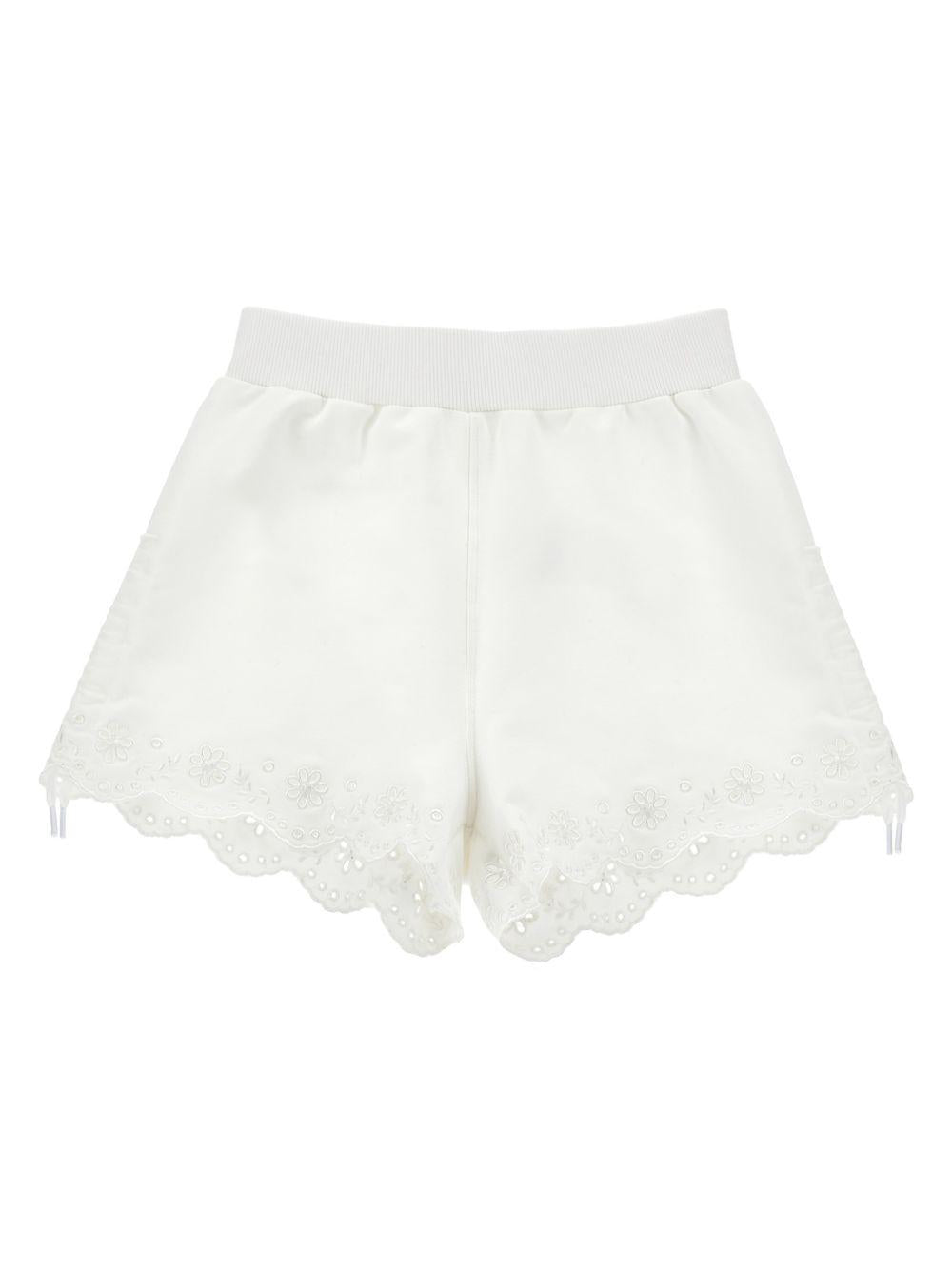 Shorts per bambina Monnalisa bianchi con ricamo a fiori 17G401 7014 0001 MONNALISA KIDS