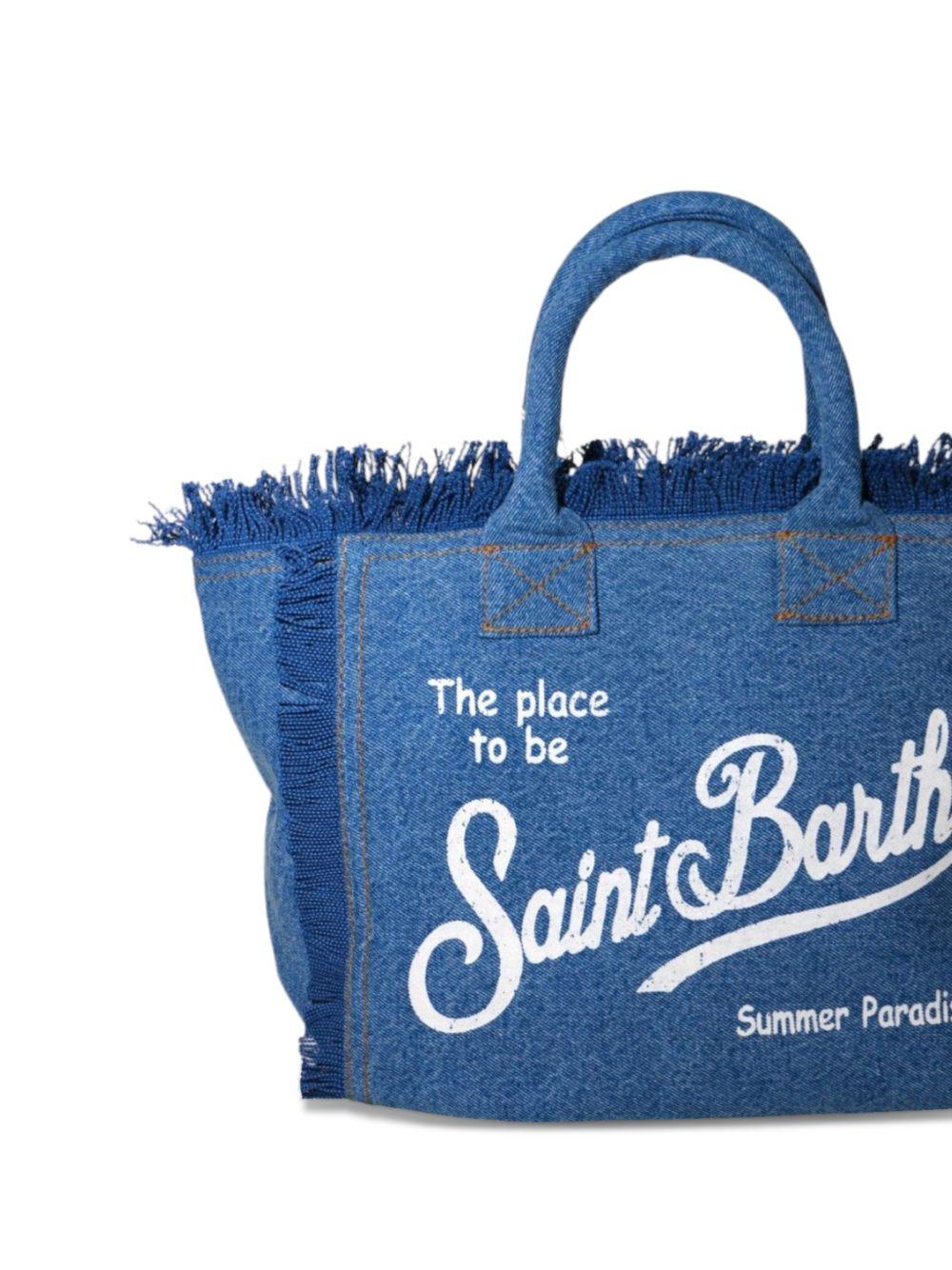 Borsa Colette MC2 Saint Barth denim con dettaglio frange COL0001 00009L MC2 ST. BARTH KIDS