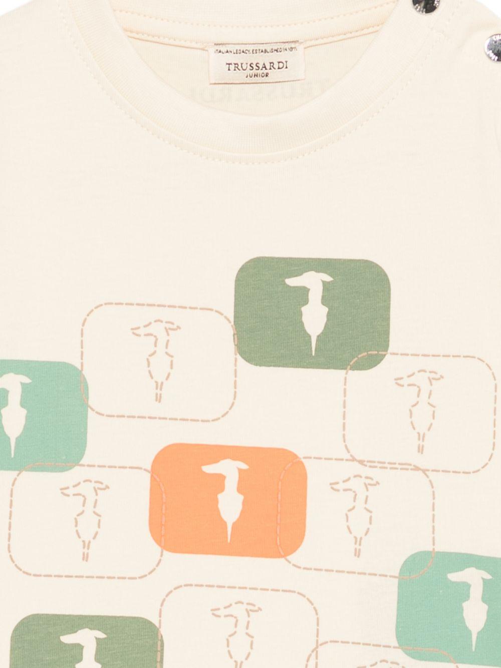 T-shirt per neonato Trussardi Junior beige con stampa grafica TIP26047TS BEIGE N.E. TRUSSARDI KIDS