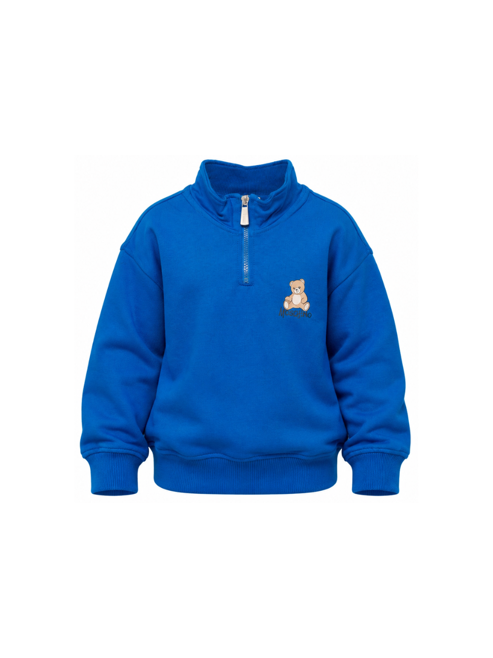 Felpa per bambino Moschino Kids blu con mezza zip HUF0A0LCA94 40157 MOSCHINO KIDS