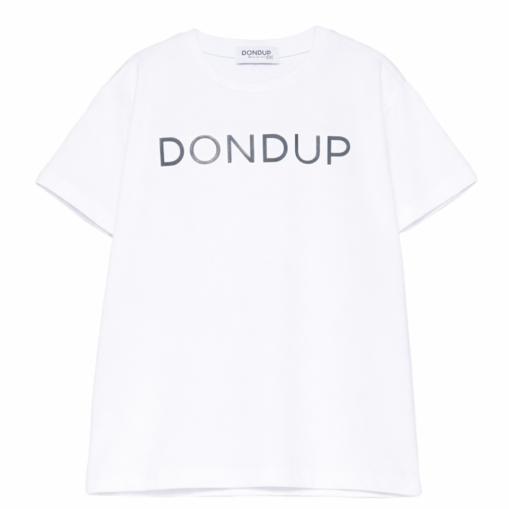 T-shirt per bambino DONDUP Kids bianca con logo sul davanti DMTS0520JE017 D017 DONDUP KIDS
