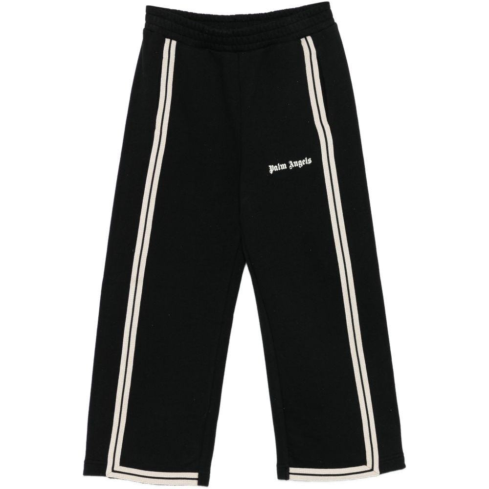 Pantalone per bambino Palm Angels Kids nero con dettaglio logo PBCH012S26FLE001 110 PALM ANGELS KIDS