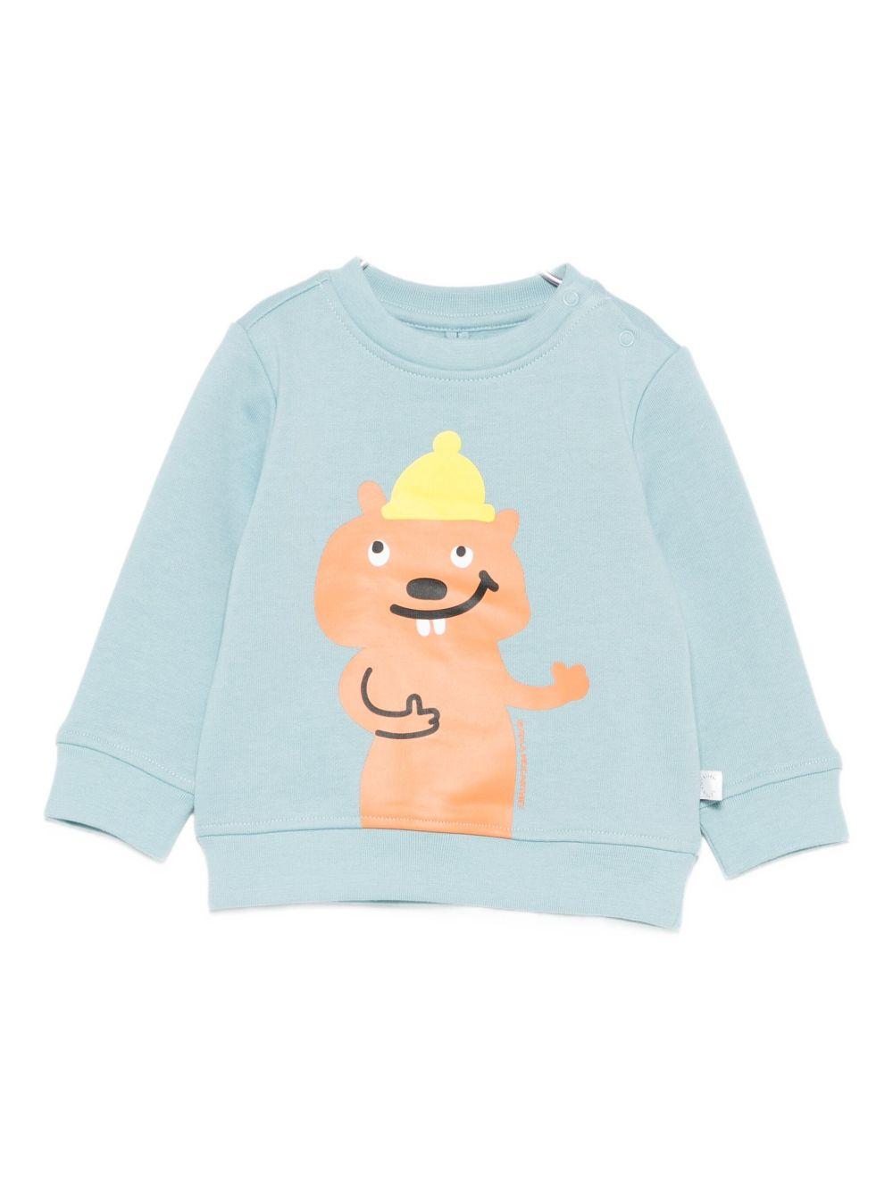 Felpa per neonato Stella McCartney Kids azzurro con stampa animalier TX4610 Z3059 670 STELLA McCARTNEY KIDS
