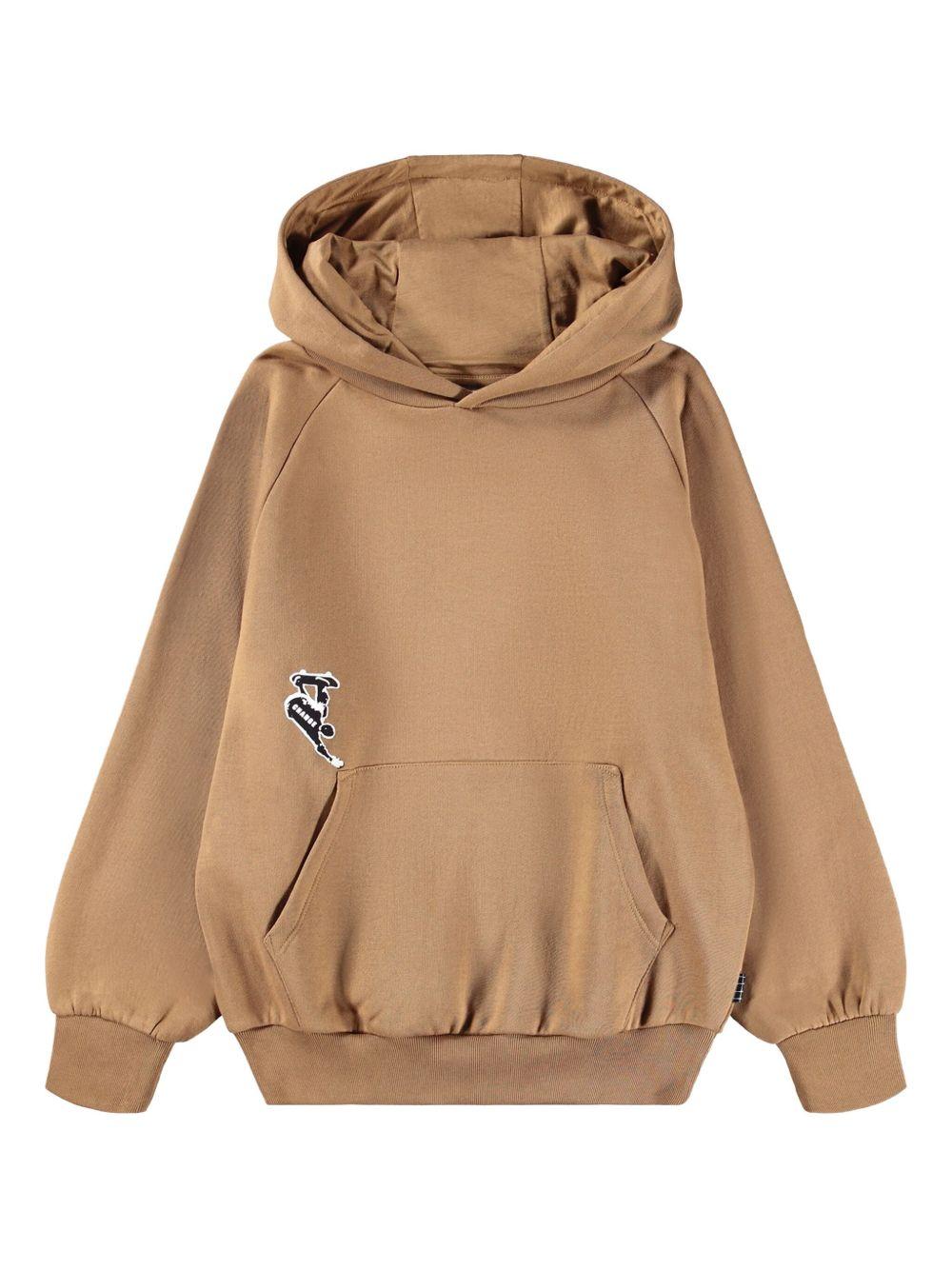 Felpa per bambino Molo marrone con stampa e cappuccio 1W25J304 5519 MOLO
