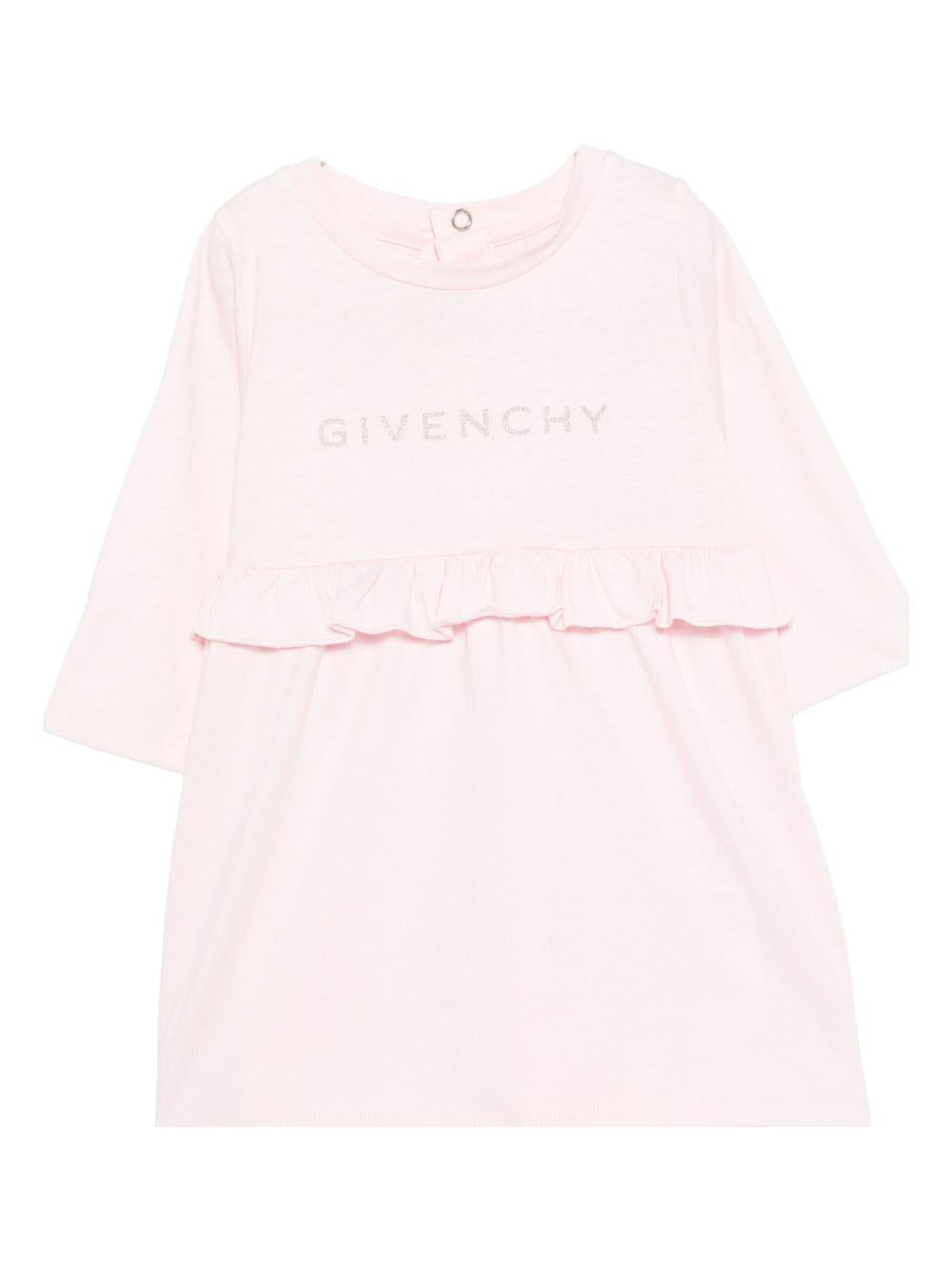 Abito per neonata Givenchy Kids rosa con chiusura posteriore con bottoni automatici H30899 44Z GIVENCHY KIDS