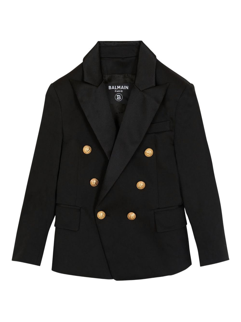 Blazer per bambino Balmain Kids nero con chiusura a bottoni dorati BY2P04 P0484 930 BALMAIN KIDS