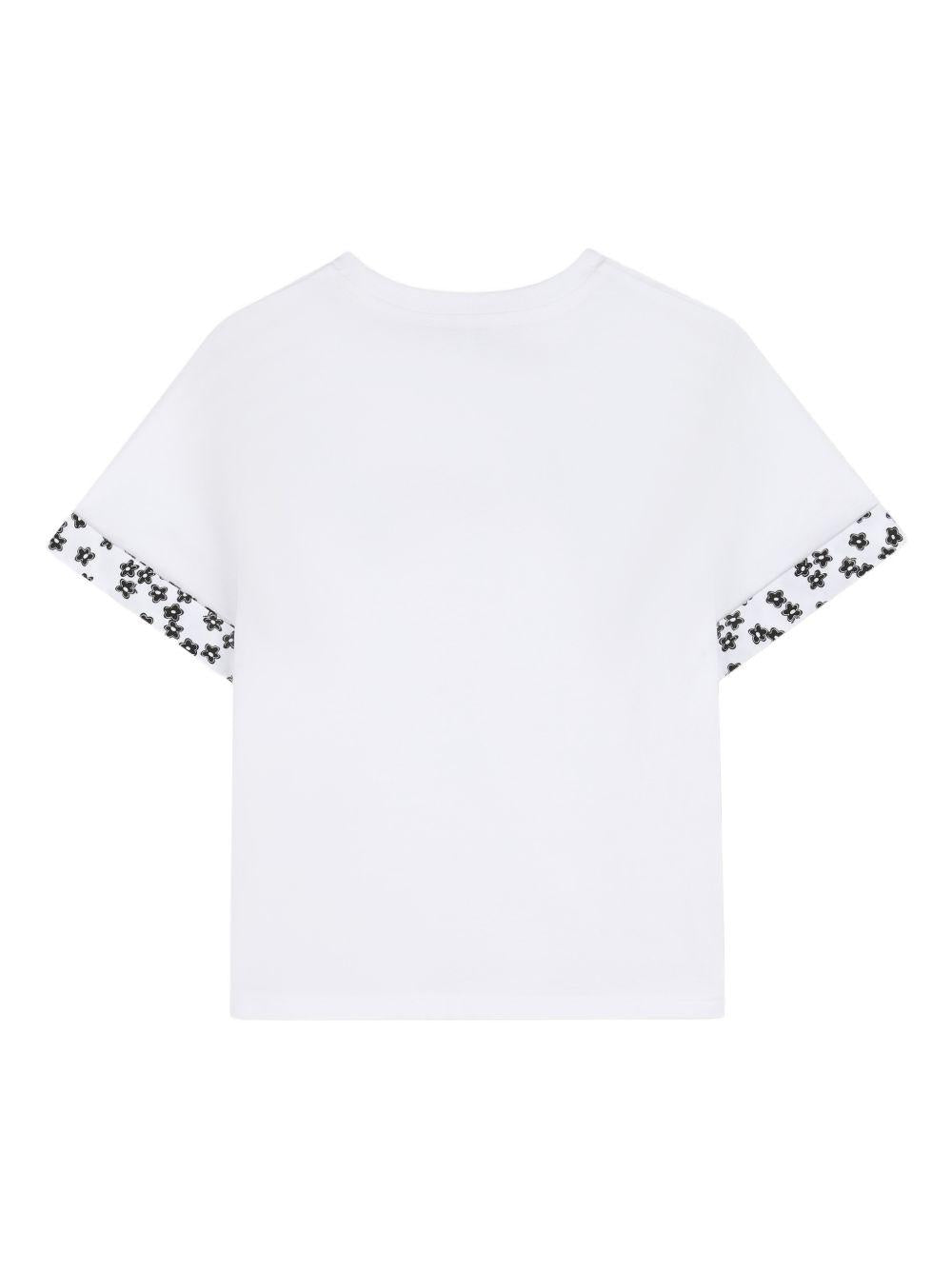 T-shirt per bambina The Marc Jacobs Kids bianco con bordo a fiori W60741 10P THE MARC JACOBS KIDS