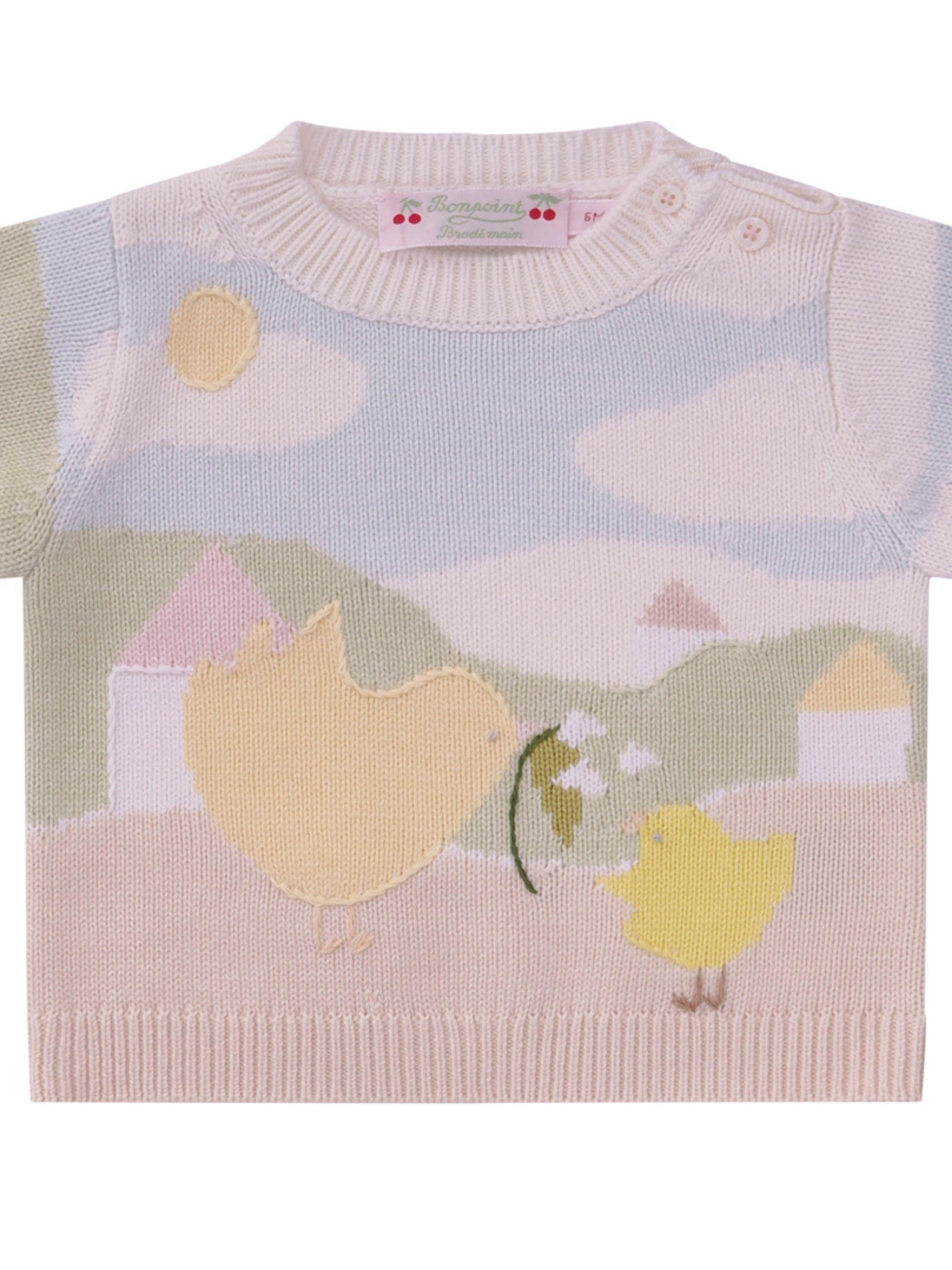 Maglione per neonato Bonpoint multicolore con pulcini ricamati S06XJUK00001 933D BONPOINT KIDS