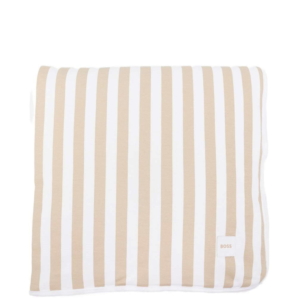 Coperta per neonato Boss Kids beige con design a righe J53093 249 BOSS KIDS
