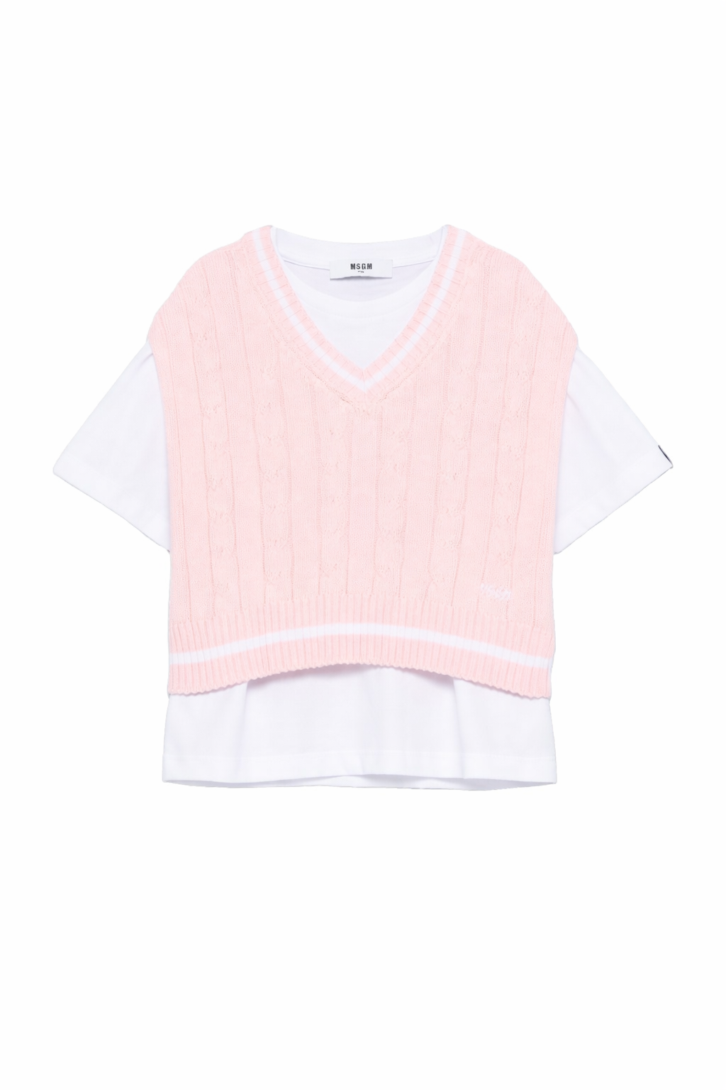 Set t-shirt e gilet per bambina MSGM Kids multicolore con logo sul retro S6MSJGTH034 001/78 MSGM KIDS