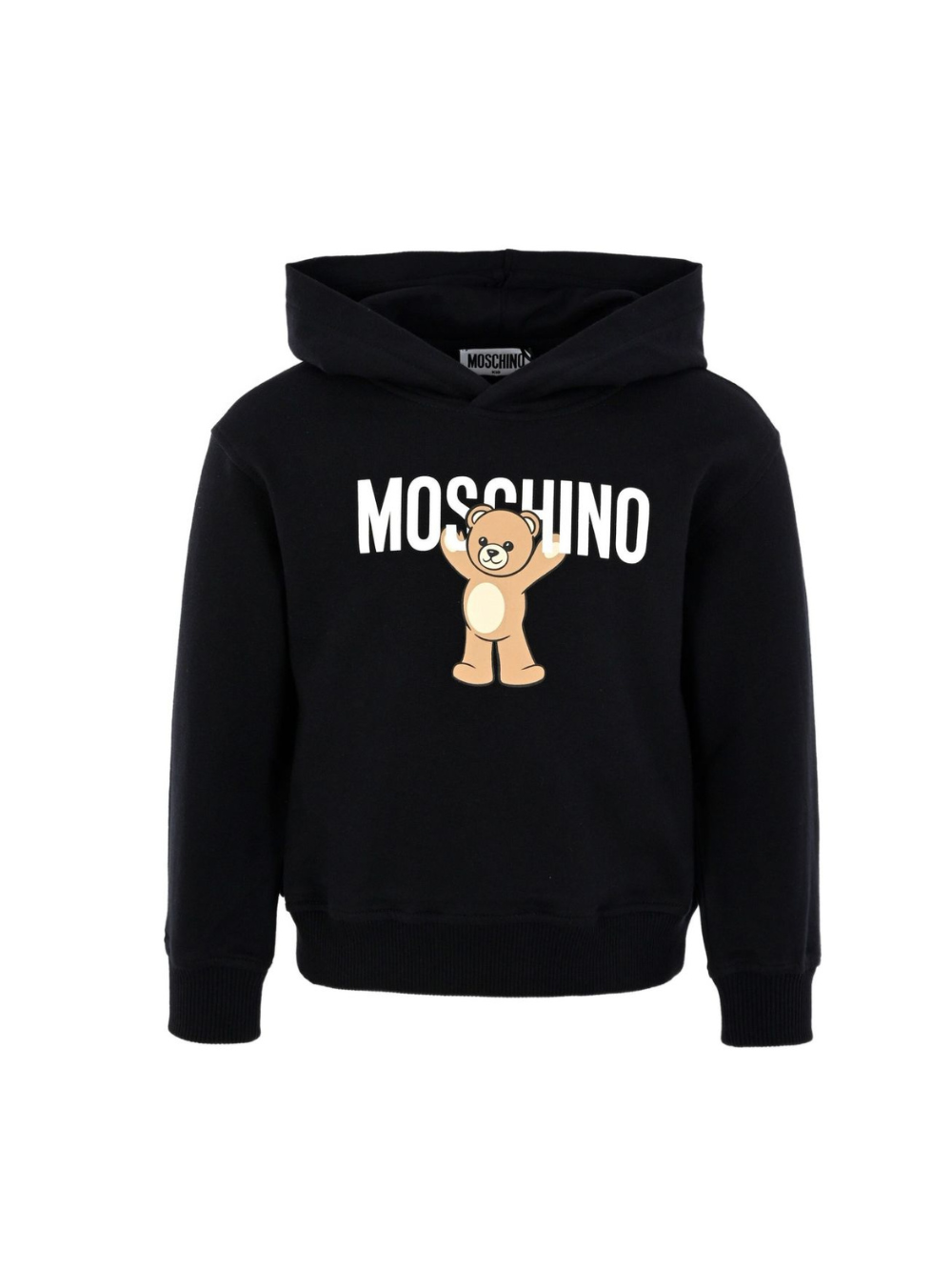 Felpa per bambino Moschino Kids nero con stampa Teddy e cappuccio HUF09FLCA40 60100 MOSCHINO KIDS