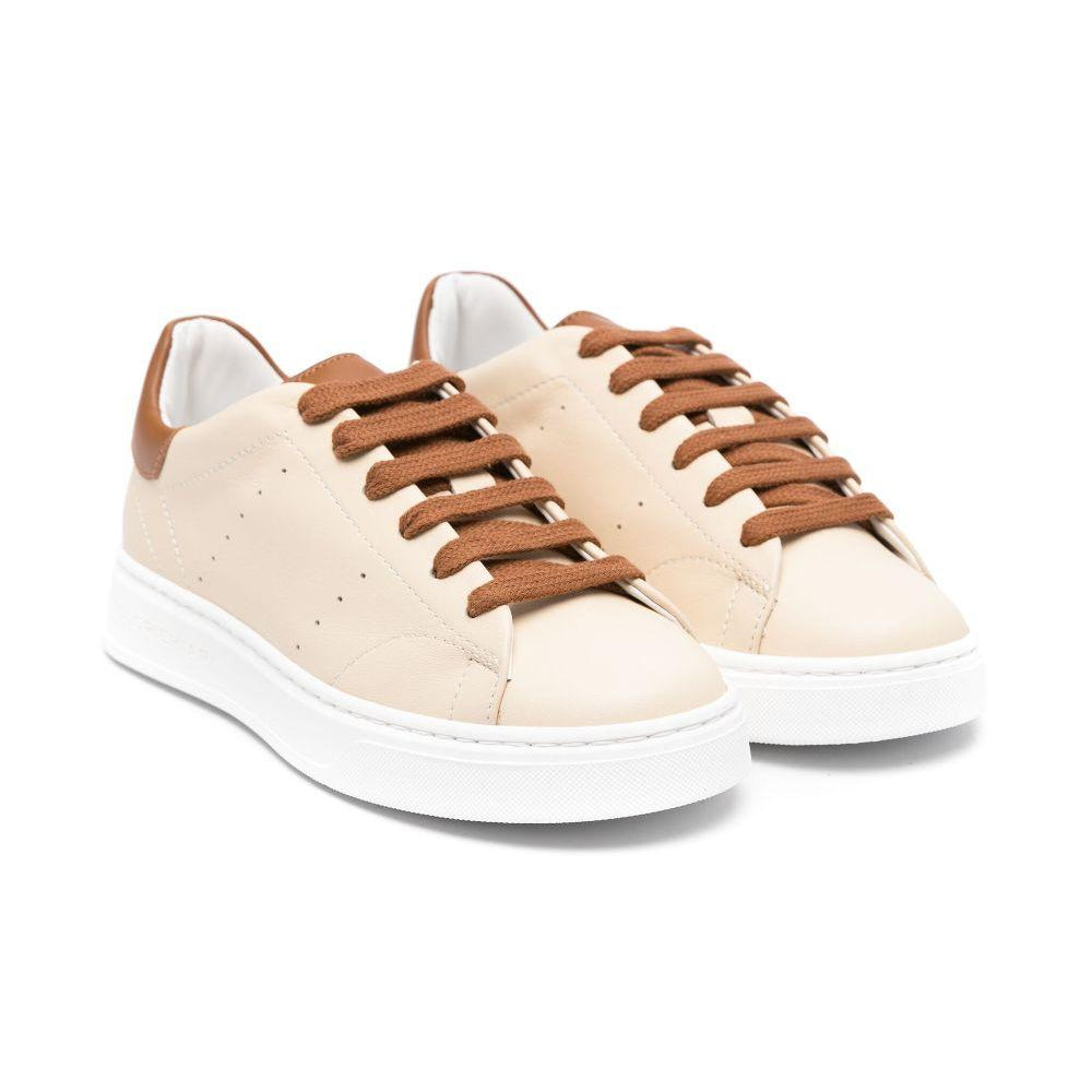 Sneakers per bambino Colorichiari beige in pelle con rinforzo sul tallone a contrasto con logo MJ958165 4869 2128 COLORICHIARI KIDS