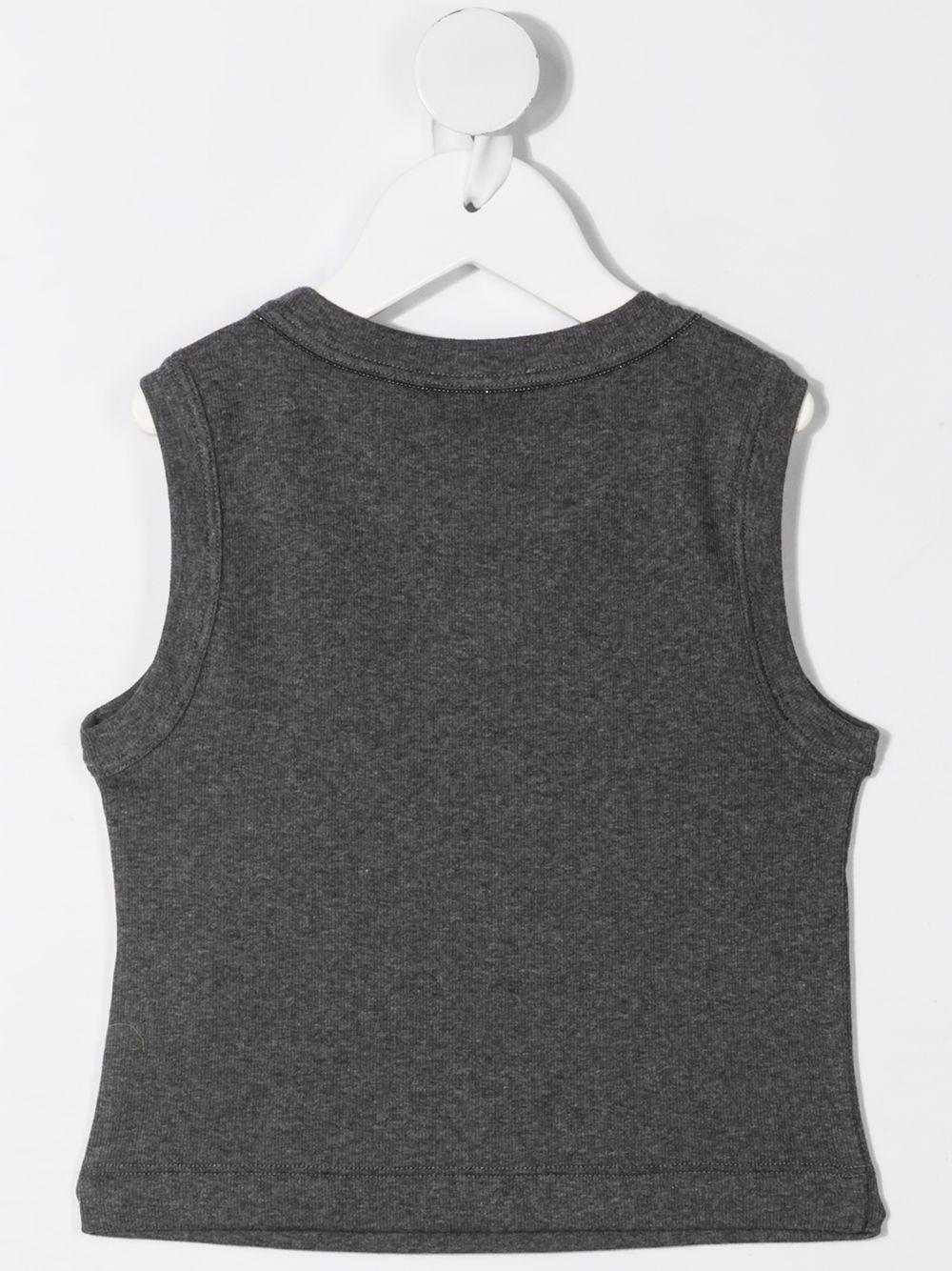 Top per bambina Brunello Cucinelli Kids grigio a girocollo B0R41T852 C080 BRUNELLO CUCINELLI KIDS