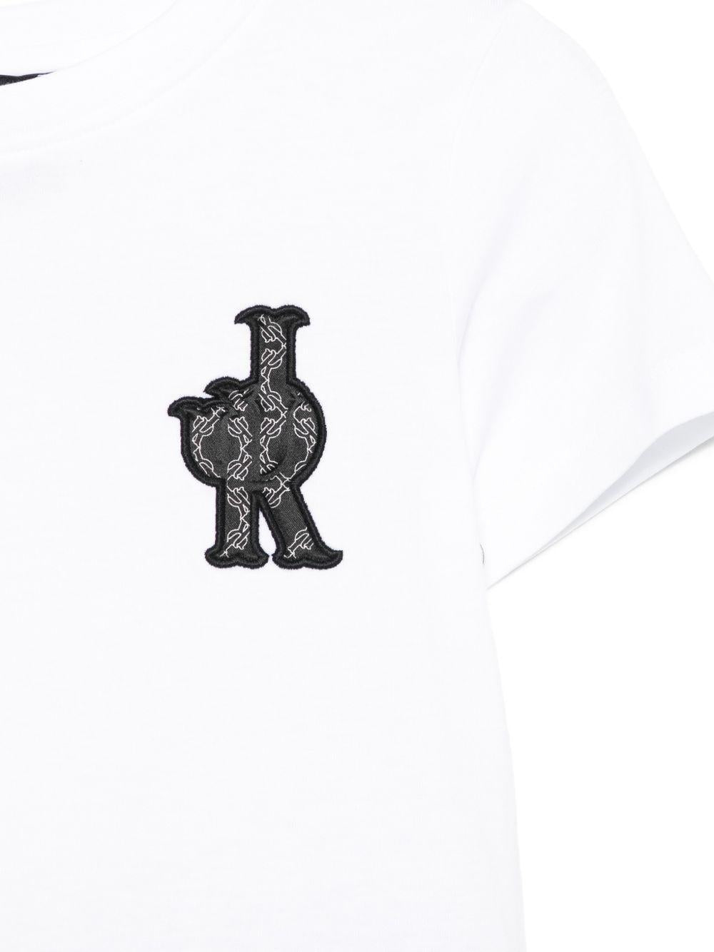 Completo t-shirt e shorts per bambino John Richmond Junior bianco e nero con dettagli logo RBP26078CJ WHITE JOHN RICHMOND KIDS