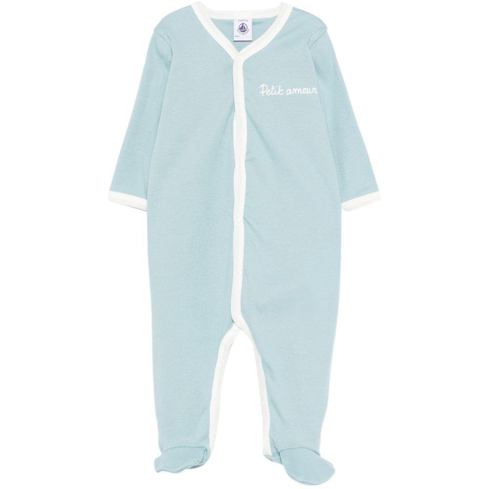 Pigiama per neonato Petit Bateau azzurro con bottoni A0FIZ 01 PETIT BATEAU