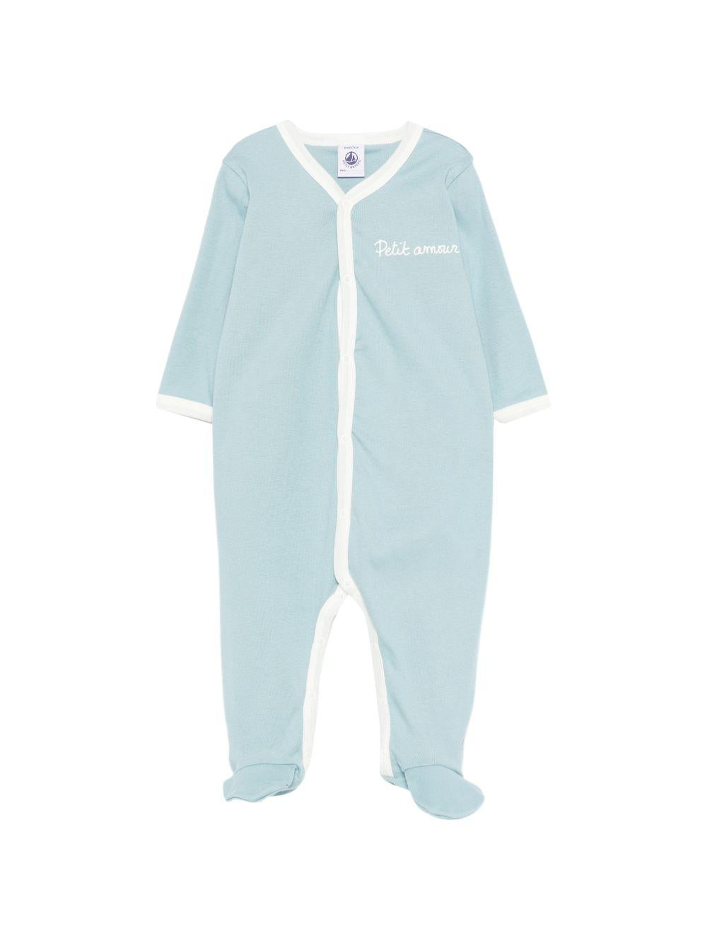 Pigiama per neonato Petit Bateau azzurro con bottoni A0FIZ 01 PETIT BATEAU