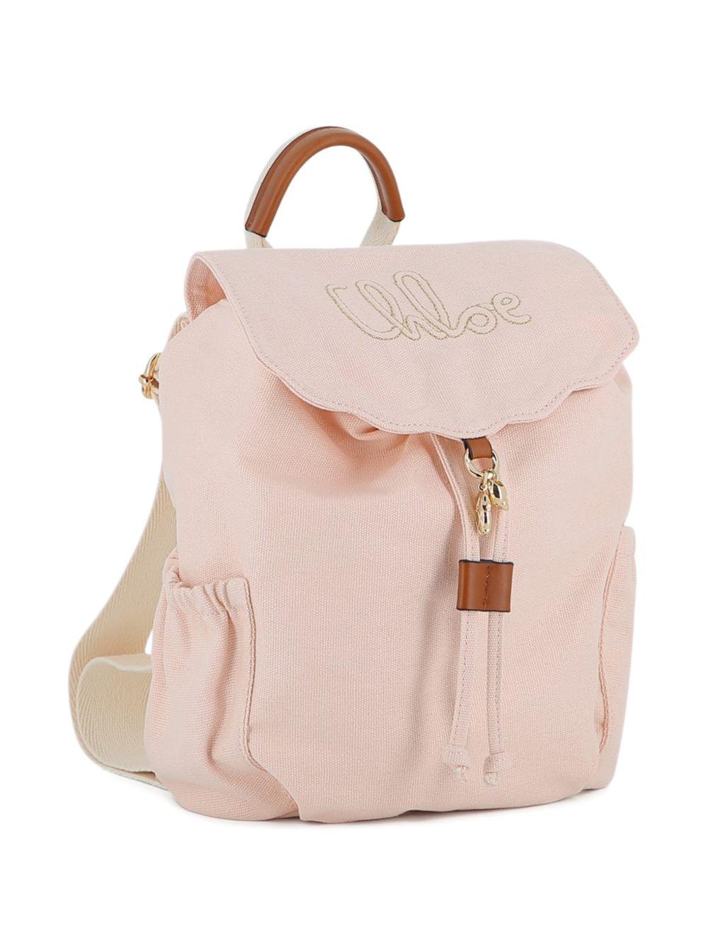Zaino per bambina Chloé Kids rosa con logo ricamato C21228 46J CHLOE' KIDS