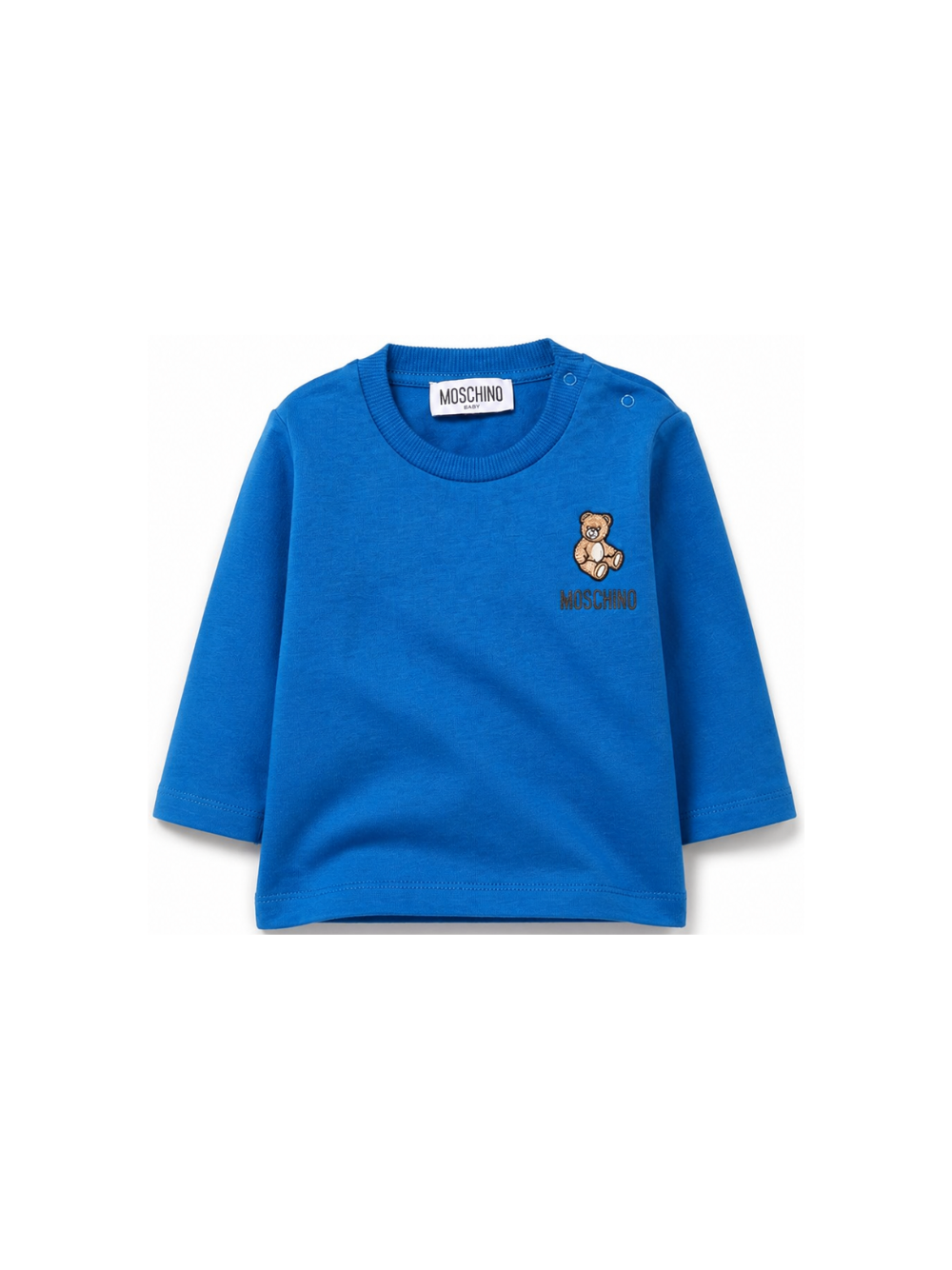 T-shirt per neonati Moschino Kids blu con ricamo Teddy Bear MUO01DLAA10 40157 MOSCHINO KIDS
