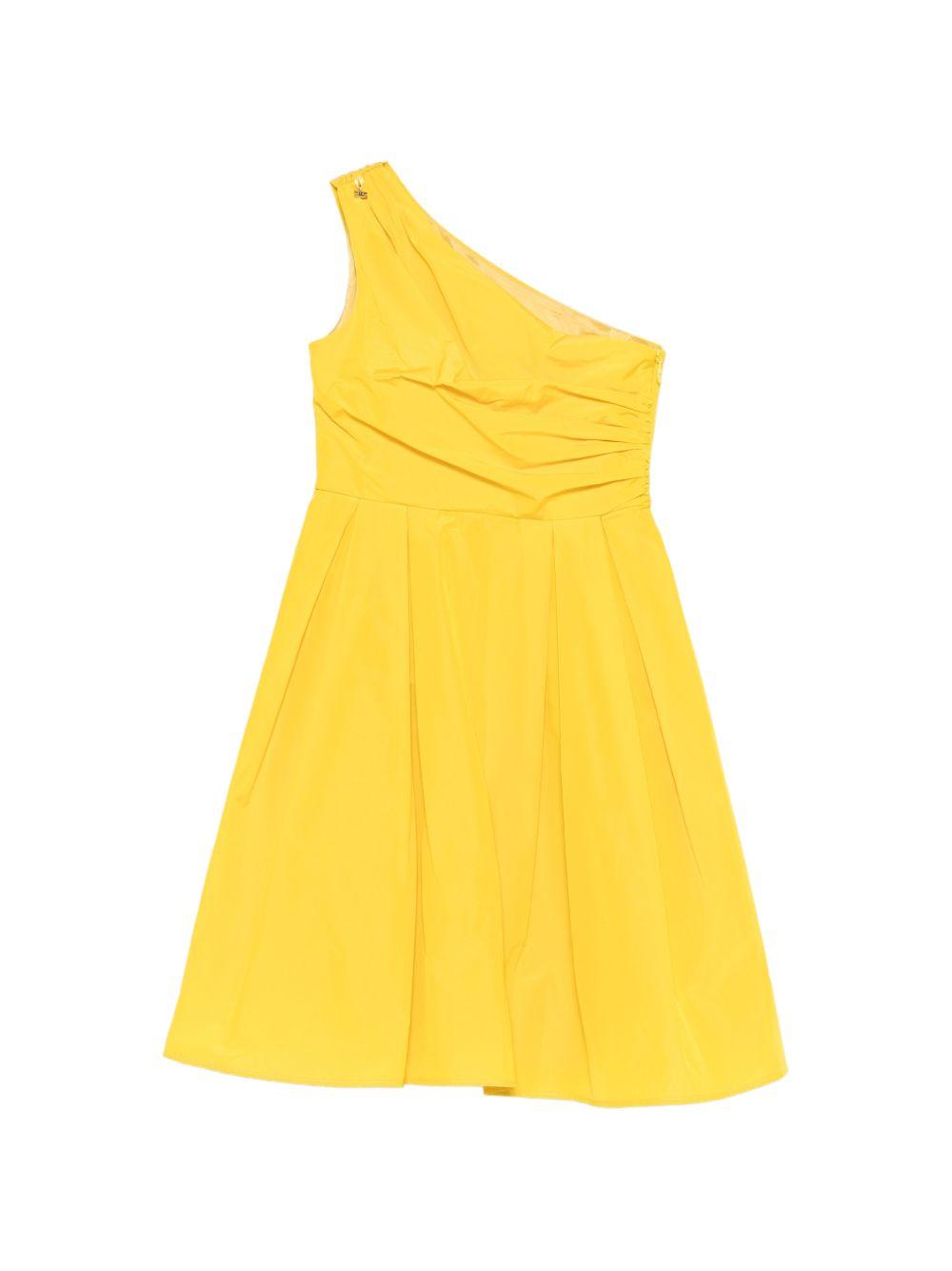 Abito monospalla per bambina Elisabetta Franchi La Mia Bambina giallo plissettato EFAB6740TV033 2033 ElISABETTA FRANCHI KIDS
