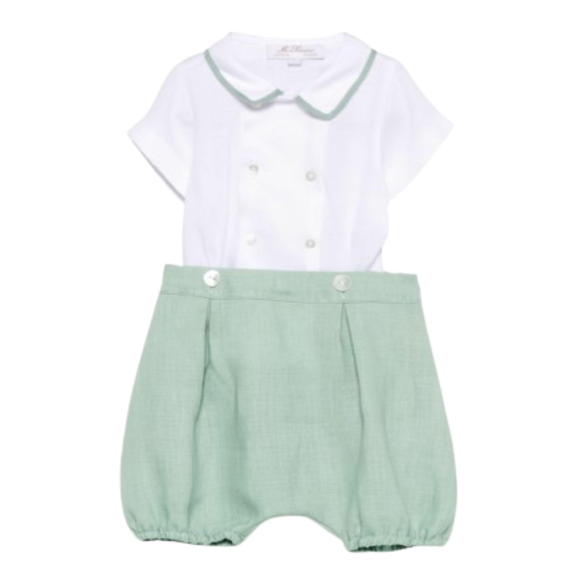 Set t-shirt e shorts per neonato Mariella Ferrari verde con colletto alla Peter Pan PLE5 P26 VERDE MARIELLA FERRARI