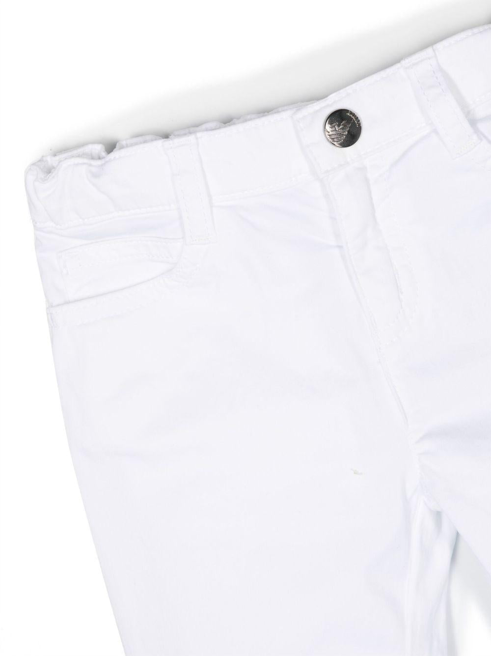 Pantaloni per neonato Emporio Armani Kids bianchi con logo ricamato sul retro 8NHJ02 4N7LZ 0100 EMPORIO ARMANI KIDS