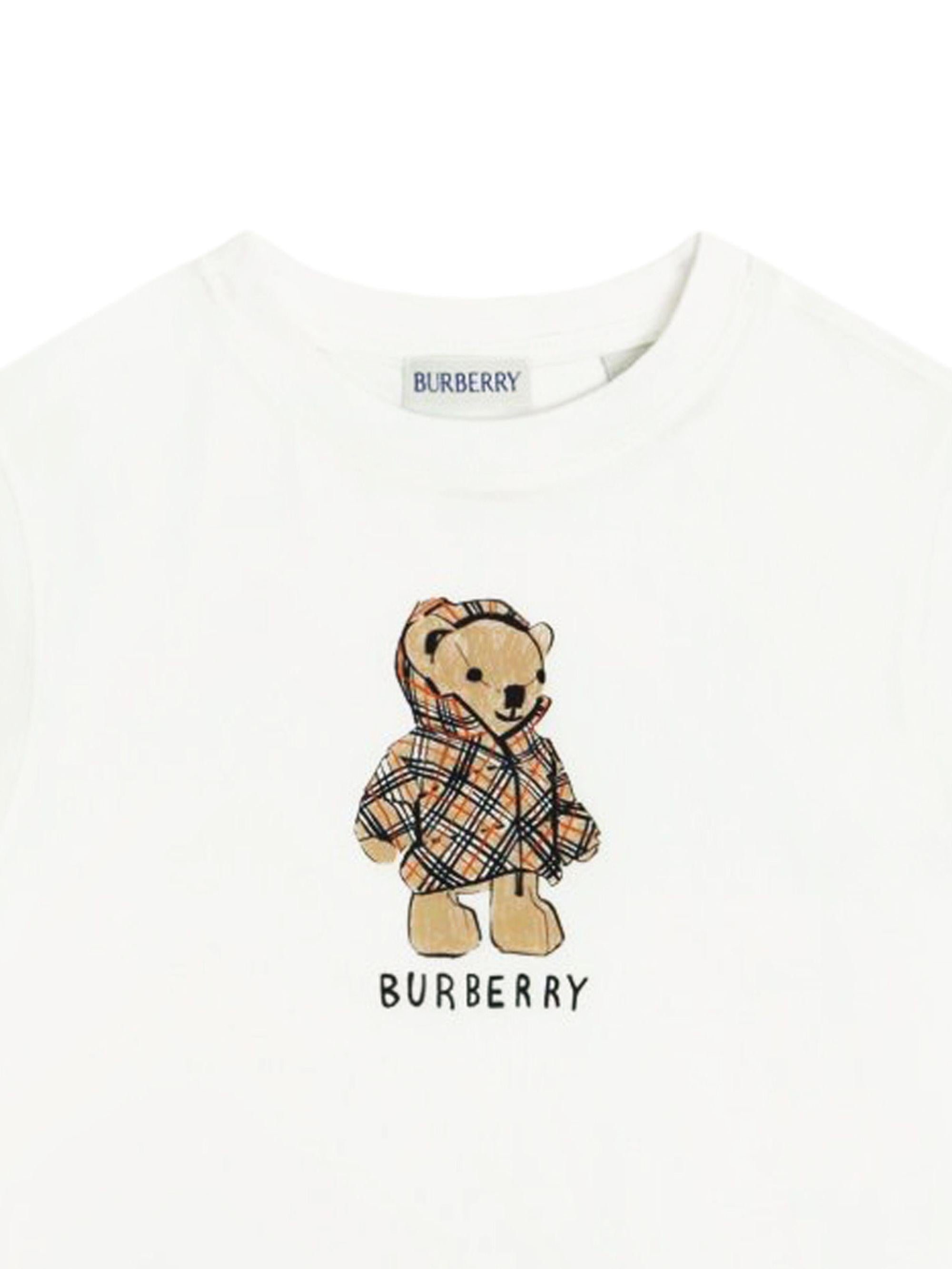 T-shirt per bambino Burberry Kids bianca con stampa grafica orsacchiotto 8117538 A1464 BURBERRY KIDS