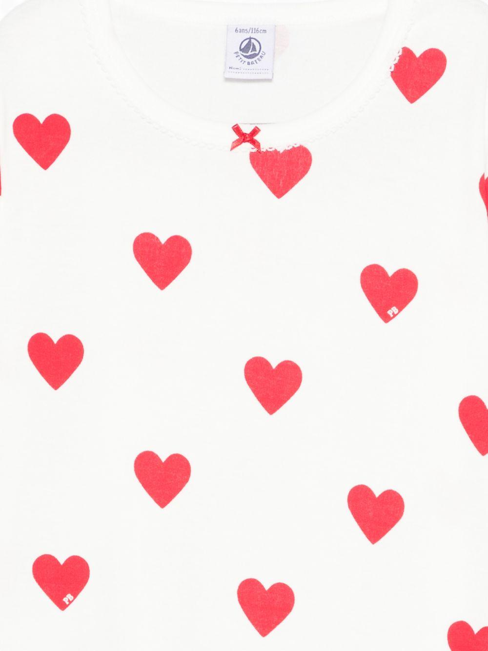 Camicia da notte per bambina Petit Bateau bianca con stampa a cuori all-over 59396 01 PETIT BATEAU KIDS