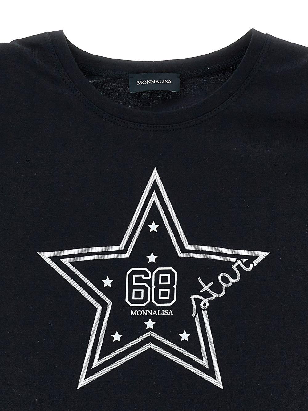 T-shirt per bambina Monnalisa nera con stampa stella 41G603 7206 0050 MONNALISA KIDS