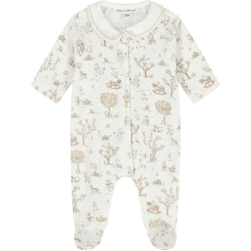 Tutina per neonati Tartine Et Chocolat bianca con stampa grafica all-over CC54040 13 TArtine & Chocolat KIDS