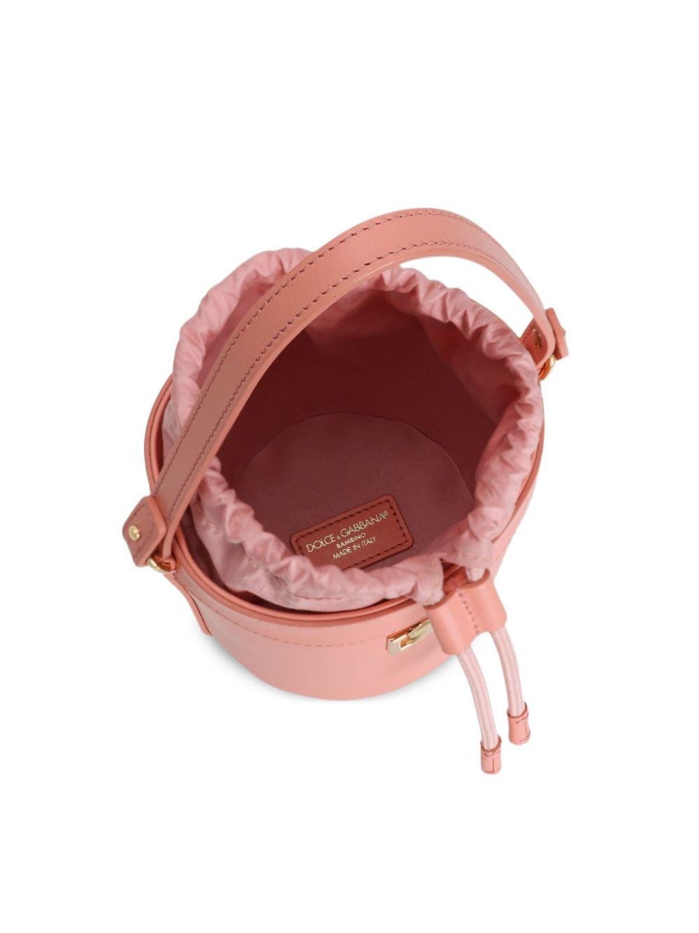 Borsa a secchiello per bambina Dolce & Gabbana Kids rosa con placca con logo EB0266 A1065 88438 DOLCE & GABBANA KIDS