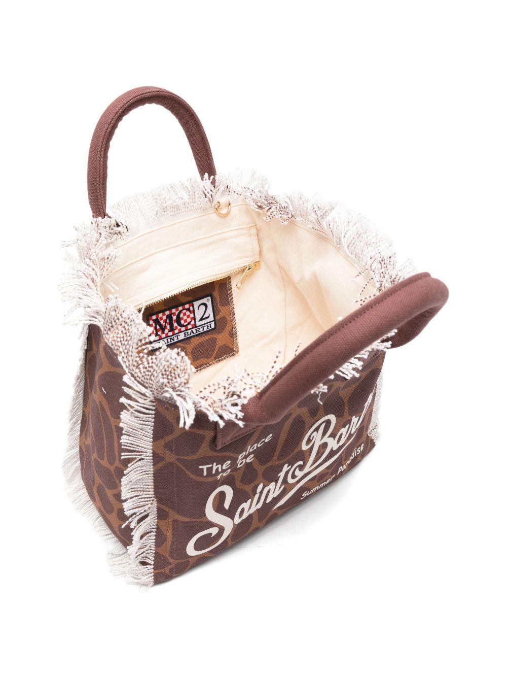 Borsa tote Colette MC2 Saint Barth marrone animalier con applicazione con lettere COL0001 00900L MC2 ST. BARTH KIDS