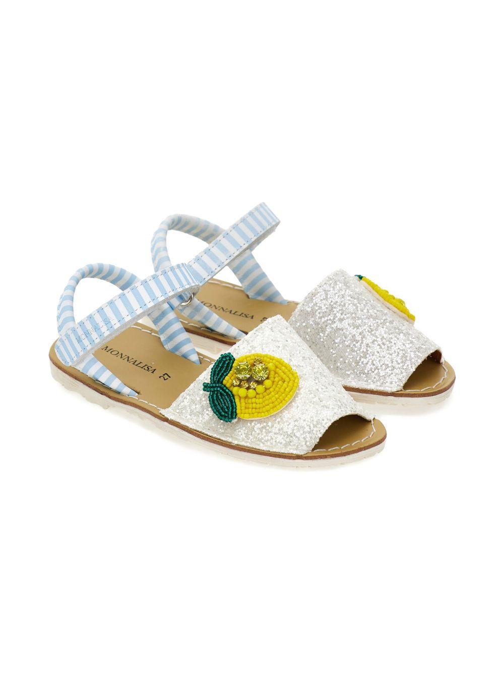 Sandali per bambina Monnalisa bianchi con decorazione limone 8CG011 7708 9914 MONNALISA KIDS