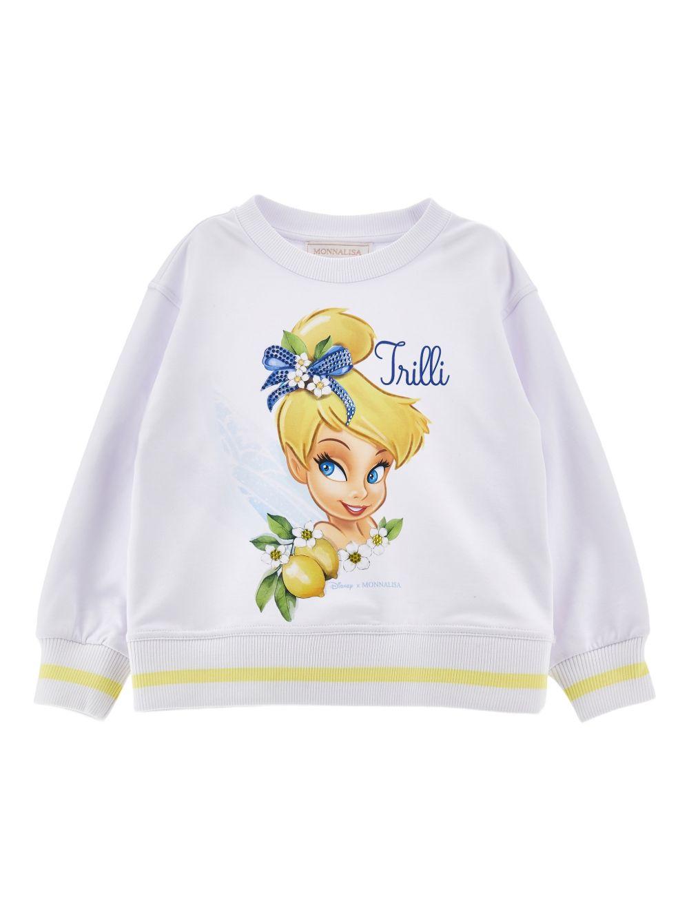 Felpa per bambina Monnalisa bianca con stampa grafica Trilli 19G619 7031 0099 MONNALISA KIDS