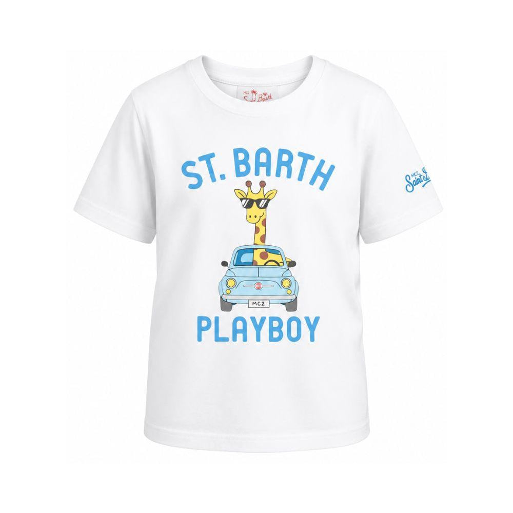 T-shirt per bambino MC2 Saint Barth Kids bianco Fiat 500 Denver Jr. DNV0001 01957L MC2 ST. BARTH KIDS